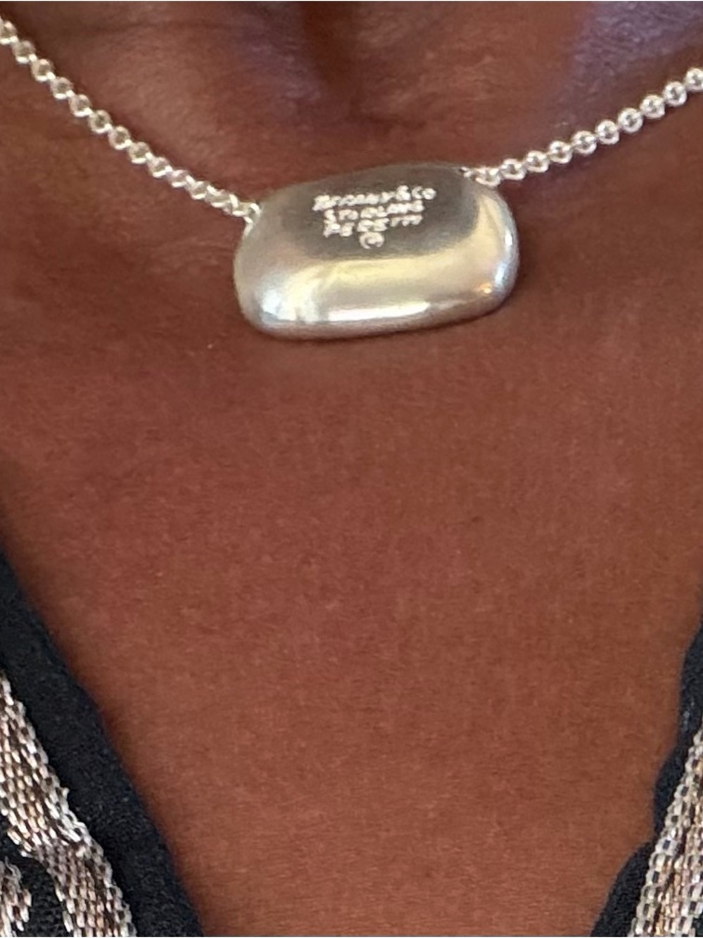 Tiffany & Co large bean Pendant Necklace- Sterling Silver